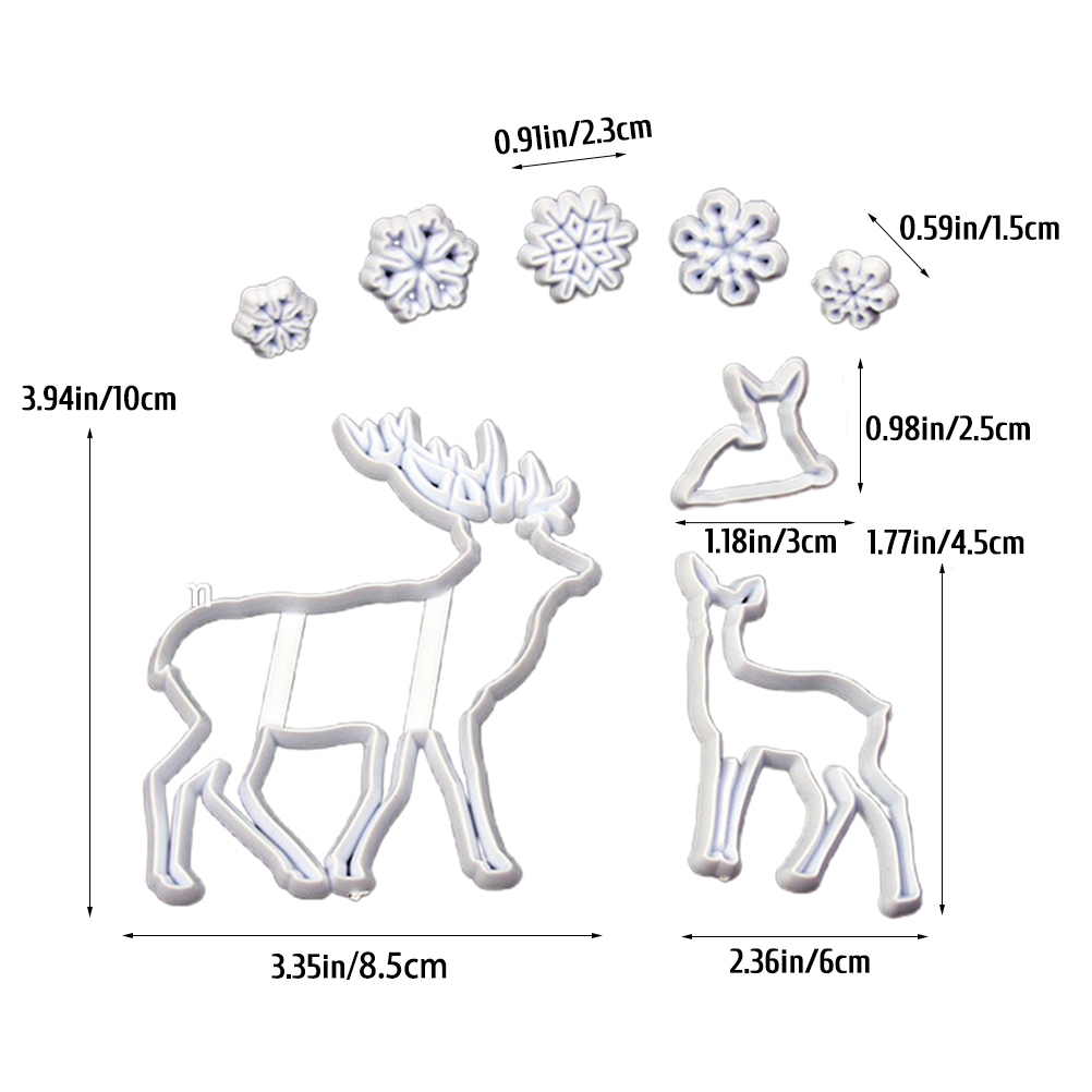Fondant-kuchenform, Ausstechform, Backutensil, Weihnachtsserie, Typ B, 8-teiliges Set, Rentier- Und Schneeflockenmotiv, 17 G