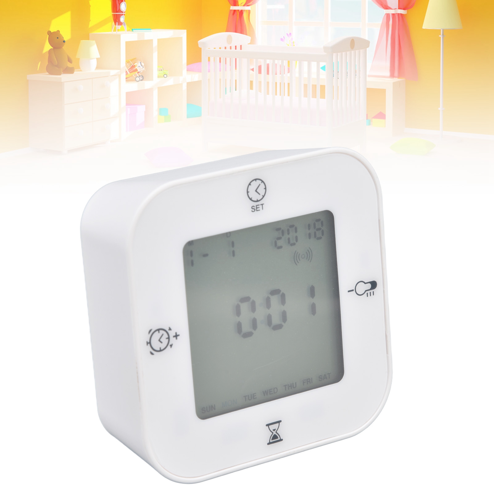Kt-8 Multifunktionales Thermometer-hygrometer Mit Wecker, Akustischer Aktivierung, Lichtfunktion Und Timer, Ideal Für Zuhause.