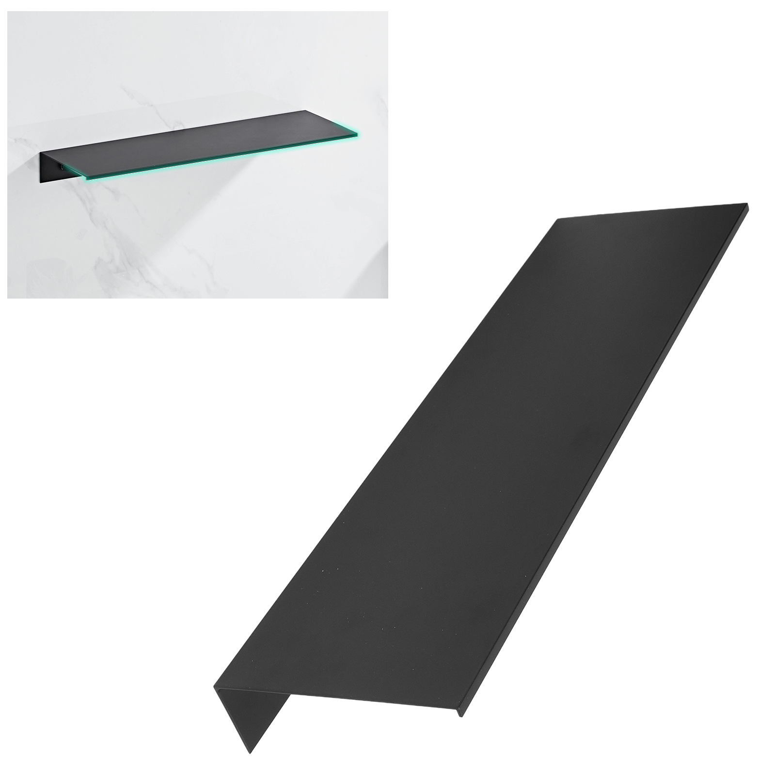 Weißes Aluminium-badezimmerregal, Kein Bohren Erforderlich, Minimalistischer Skandinavischer Stil, Schwarze Wandhalterung, 40 Cm