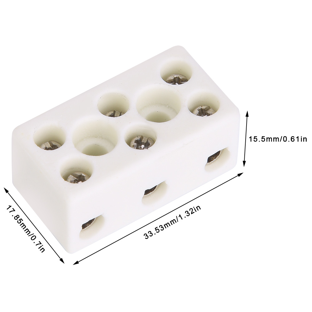 Packung Mit 10 Tc-613 Dreipoligen Keramik-klemmenblöcken, 24 A, Vde-konform, Acht Löcher, Hochfrequenz.