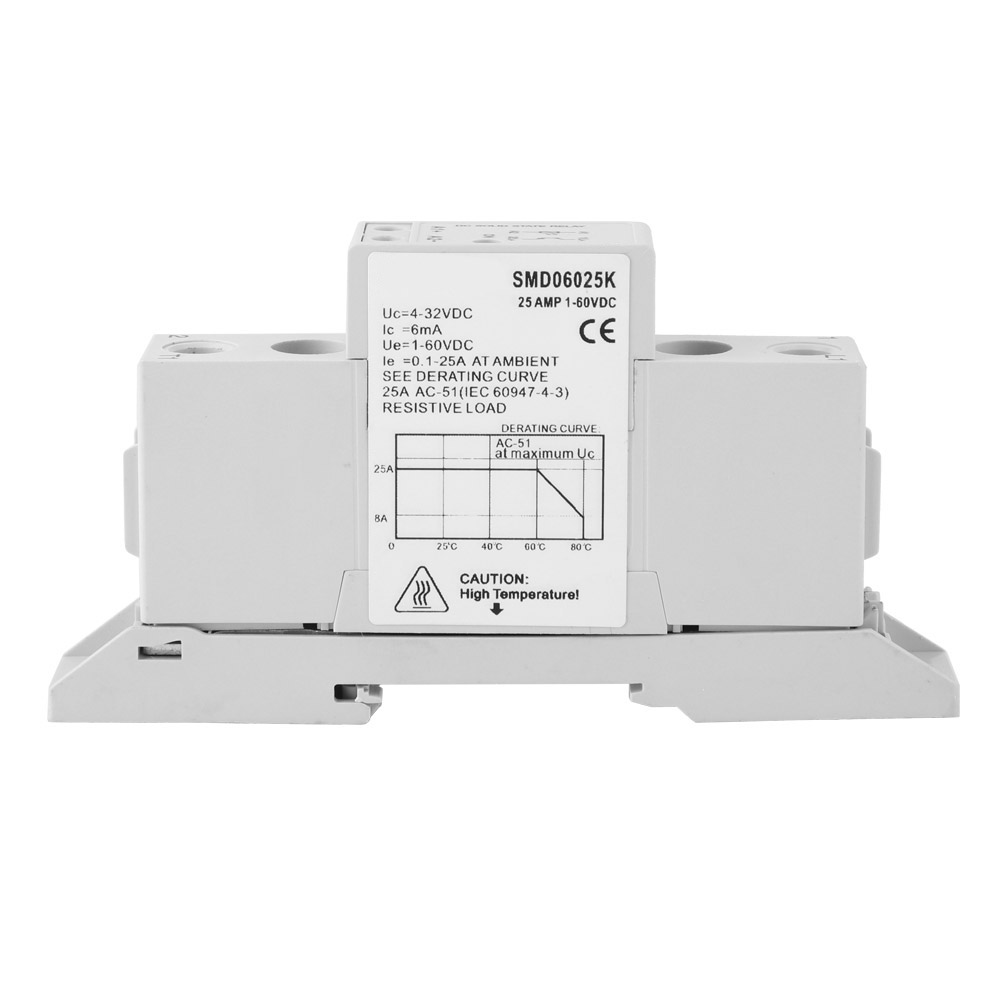 Linkfreely Smd06025k Einphasen-din-schienen-dc-gesteuertes Halbleiterrelaismodul, 4-32vdc 10ma, 1-60vdc 25a Steuerung.