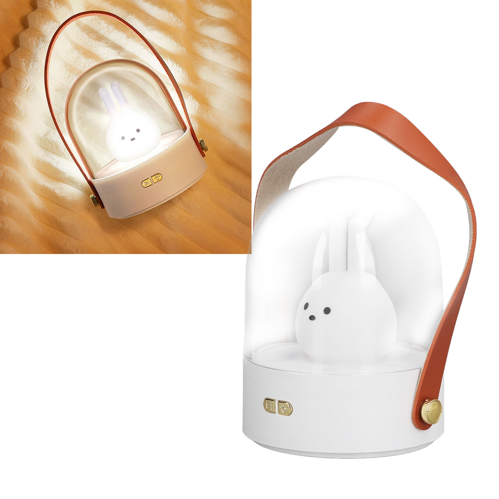 Tragbare Hasen-nachtlampe, Musikalisches Nachtlicht, Drei Stufen Sanfter Umgebungsbeleuchtung, Usb-aufladbare Schreibtischlampe