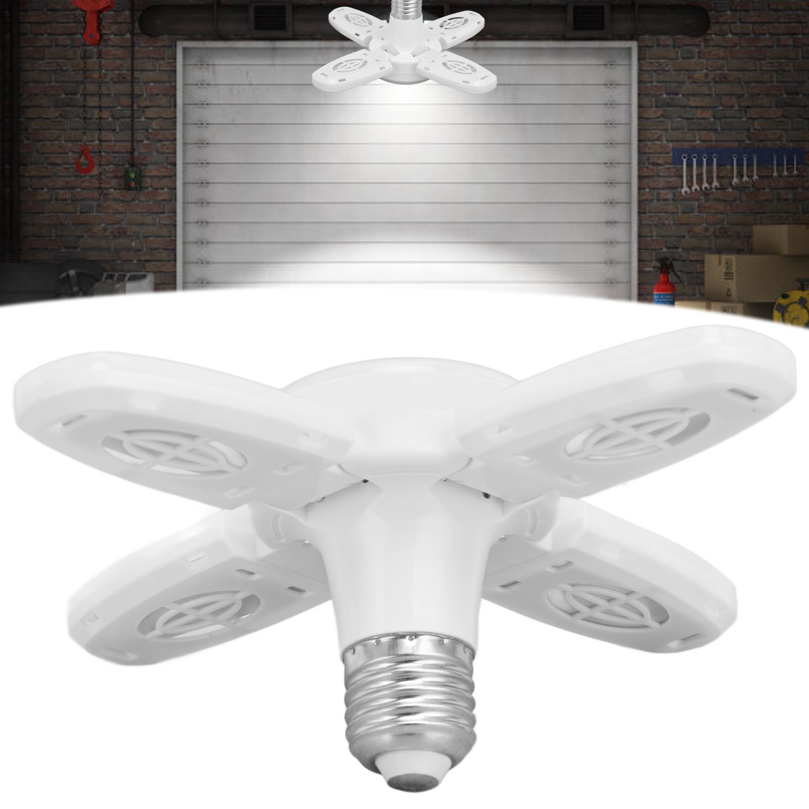 Faltbarer Led-strahler Für Garage, Flexible Leuchte, E26/27-fassung, Industrie- Und Bergbaubeleuchtung, 4+1 Flügel, Fabrikbeleuchtung, Lagerhallenbeleuchtung, Dekorative Beleuchtung