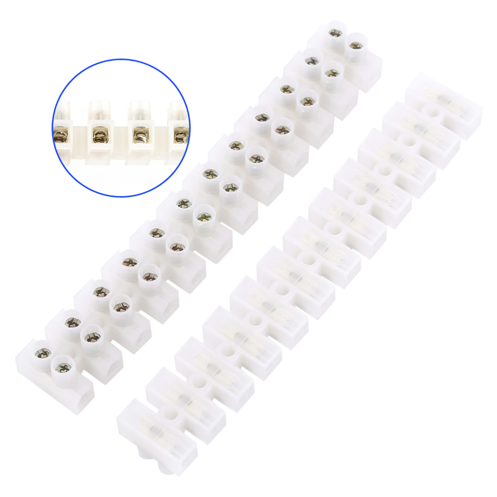 10 Zweireihige Klemmen, 12 Positionen, 360 V, 10 A