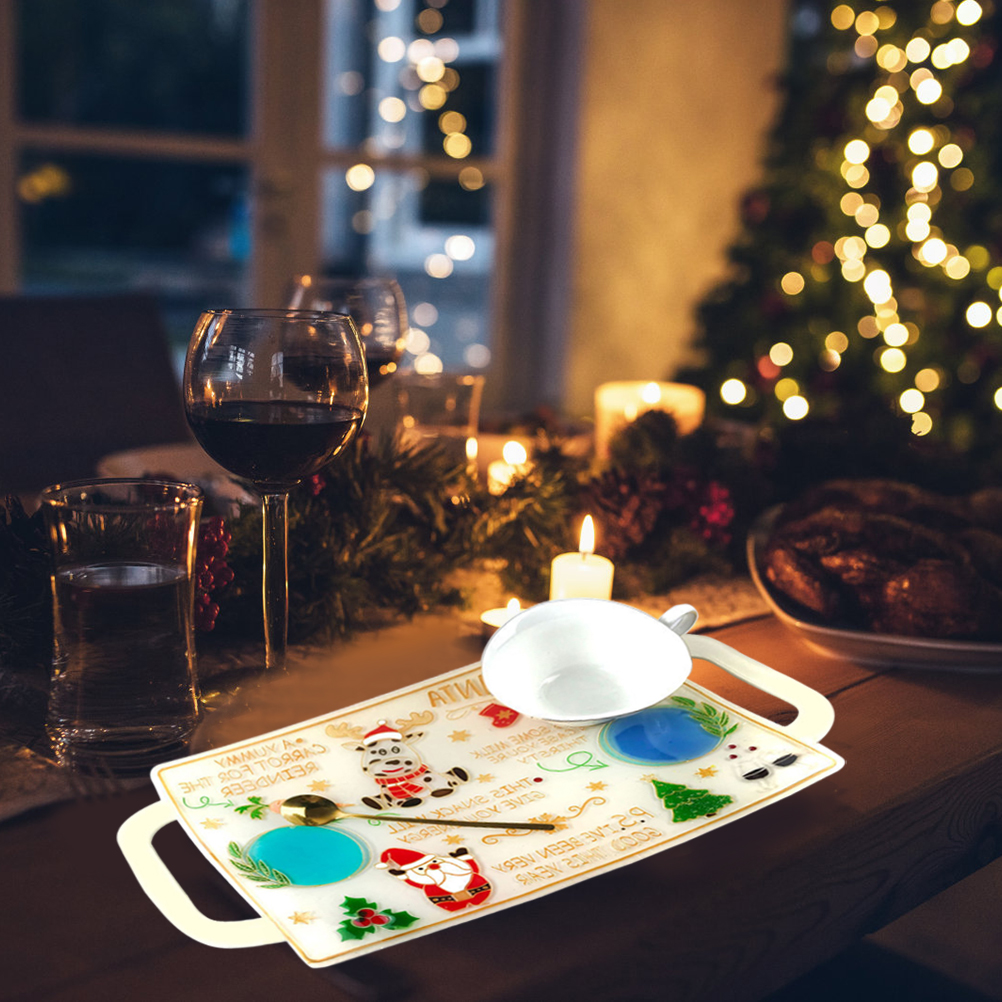 Diy-weihnachts-epoxidharzform, Weiße Silikonform Für Ein Weihnachtstablett Mit Griffen 5682