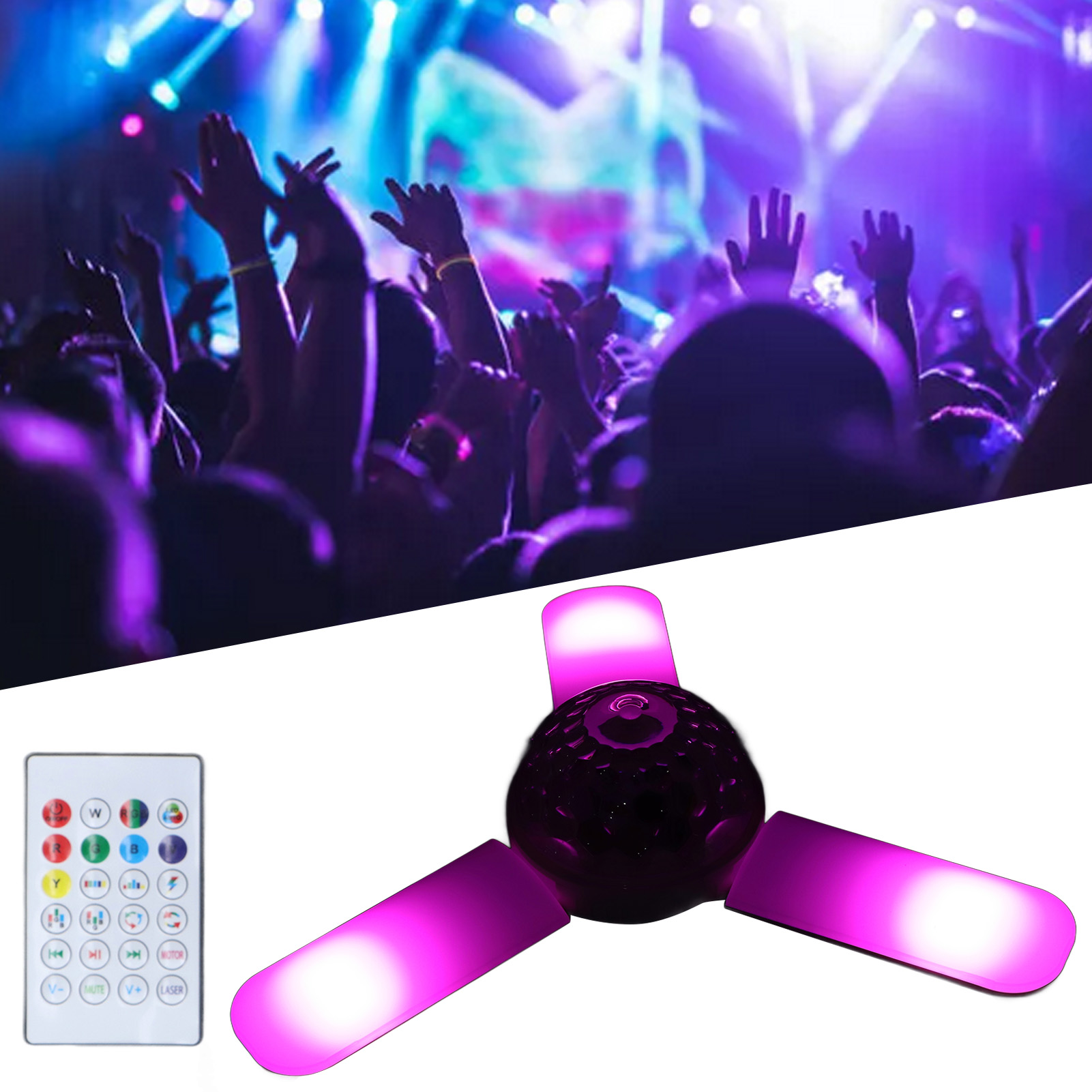 Dynamic Wave Bluetooth-led-projektor, Faltbarer Lautsprecher, Discokugel, 48-w-e27-rgb-lüfterlampe Mit Fernbedienung, Farbenfrohe Garagenbeleuchtung