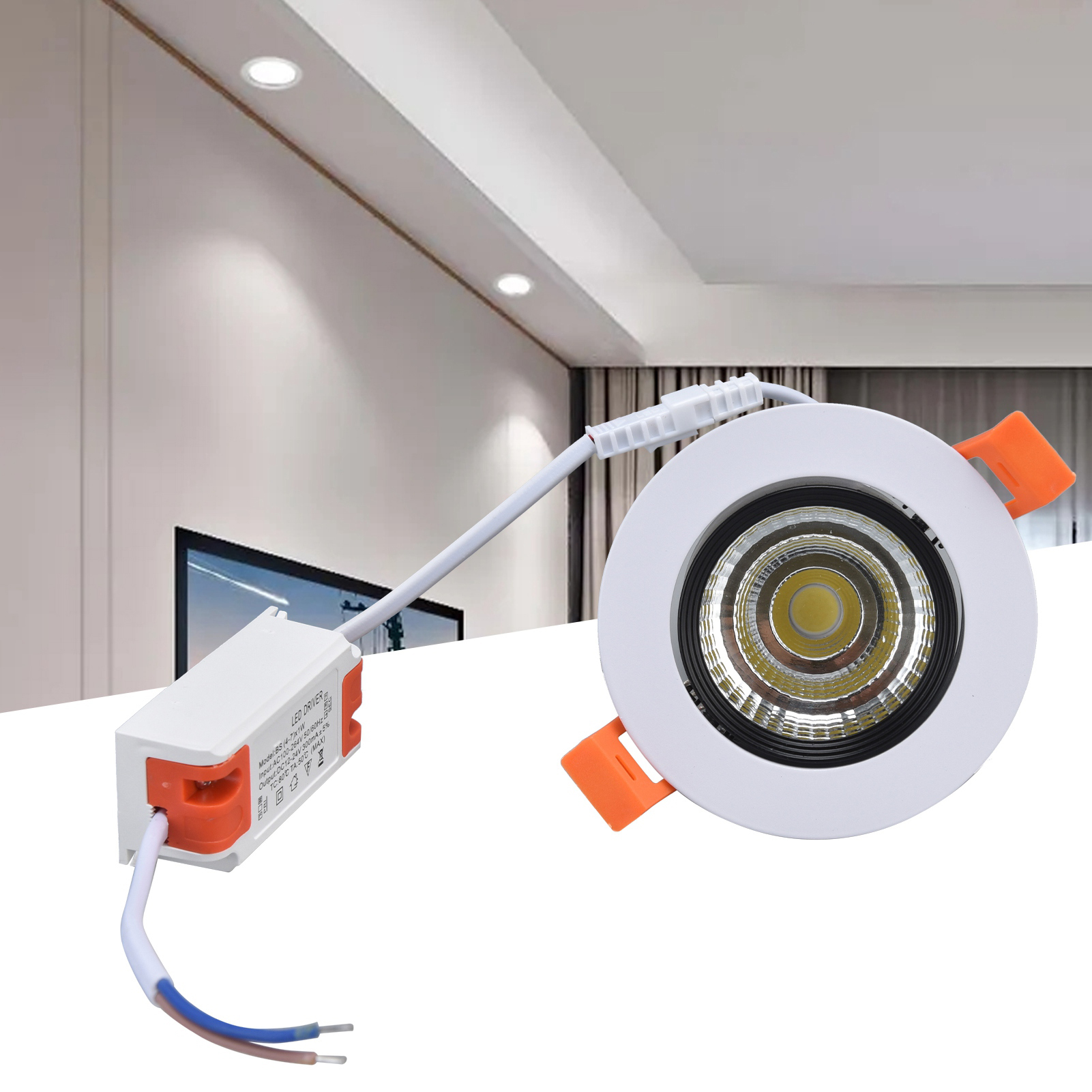 7w Cob Led-einbaustrahler Mit Einstellbarem Winkel, 8,4 Cm (3,3 Zoll) Durchmesser.