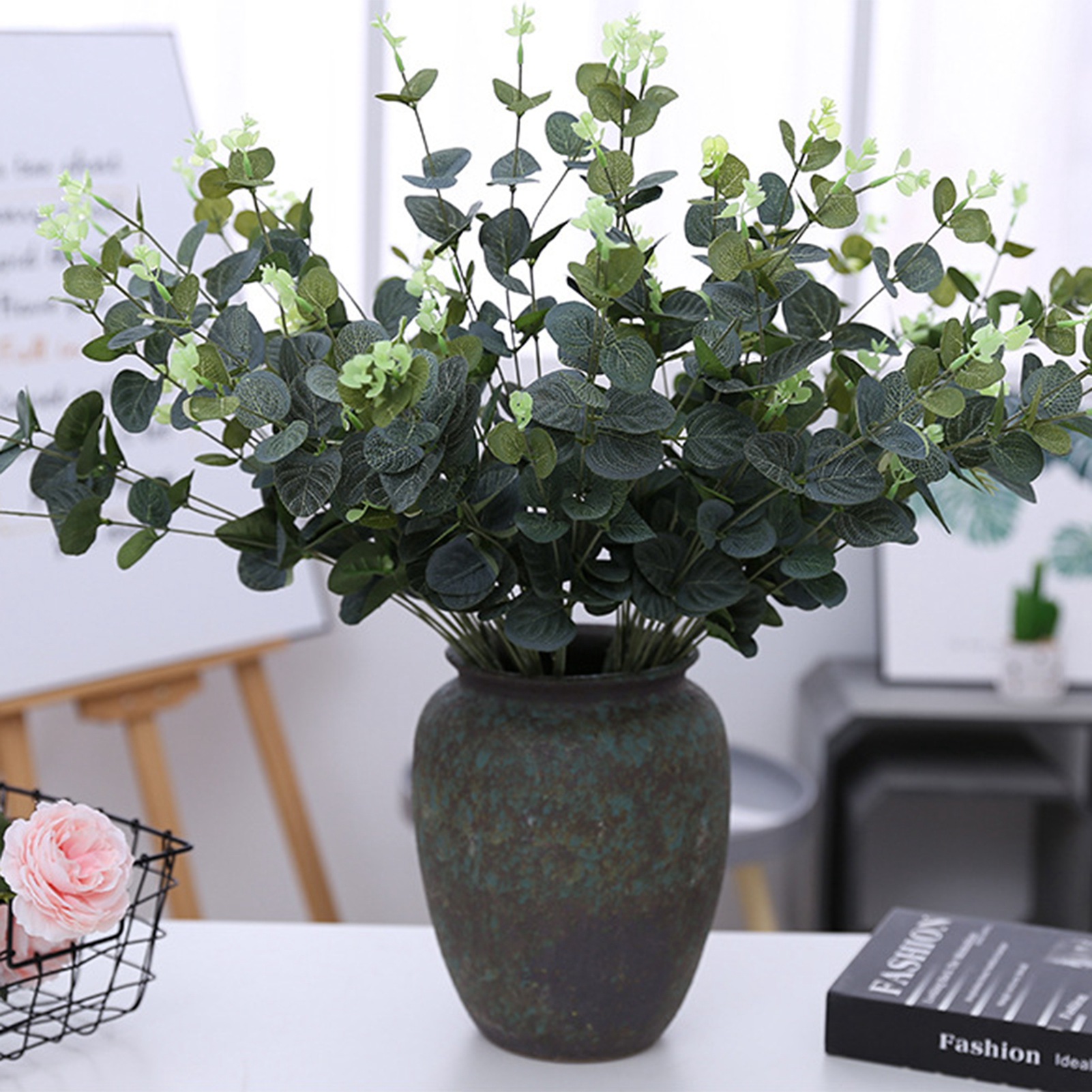 Künstliche Eukalyptusblätter – Dekoration Für Den Traugang, Blumenarrangements, Wohnaccessoires, Künstliche Blumen – Weiß, 4 Zweige, 45 Cm Lang, Ca. 120 Blätter