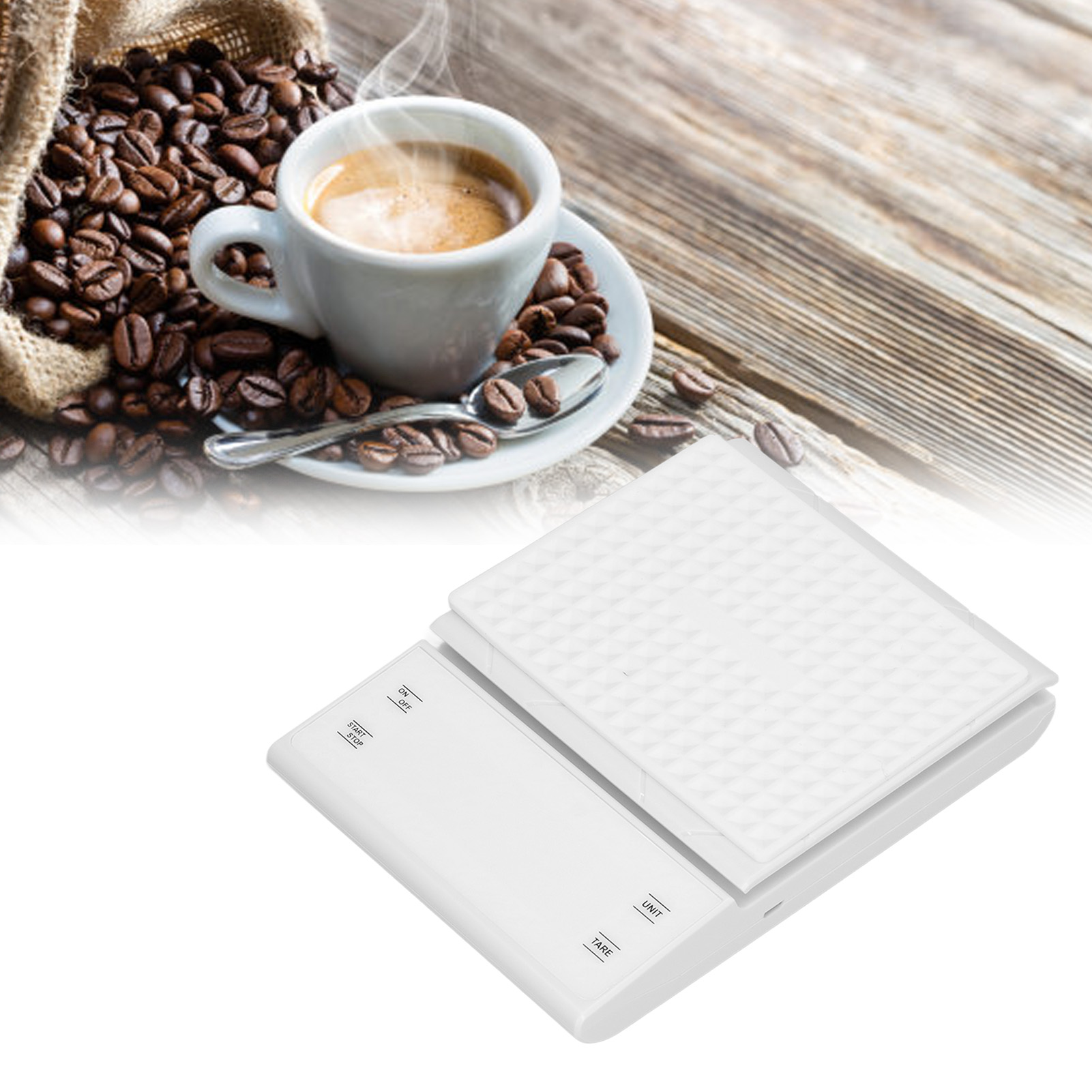 Elektronische Küchenwaage Für Kaffee, Filterkaffeewaage, Timer, Espressowaage, Led-anzeige, 3 Kg/0,1 G, Weißes Modell