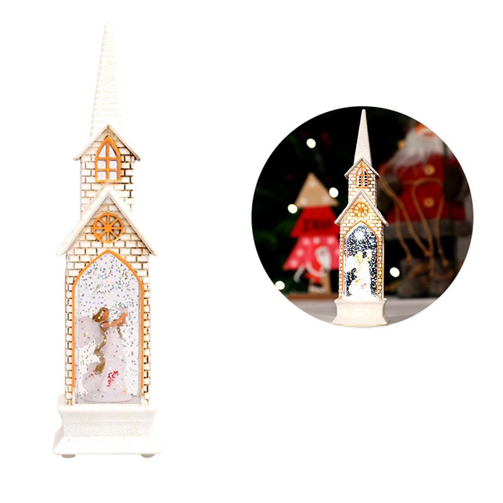 Weihnachtsdekoration, Für Den Innenbereich, Kirchenlampe, Weihnachtsgeschenkdekoration, Mit Wasser Befüllbar, Weiß, 21 X 5,3 X 5,3 Cm