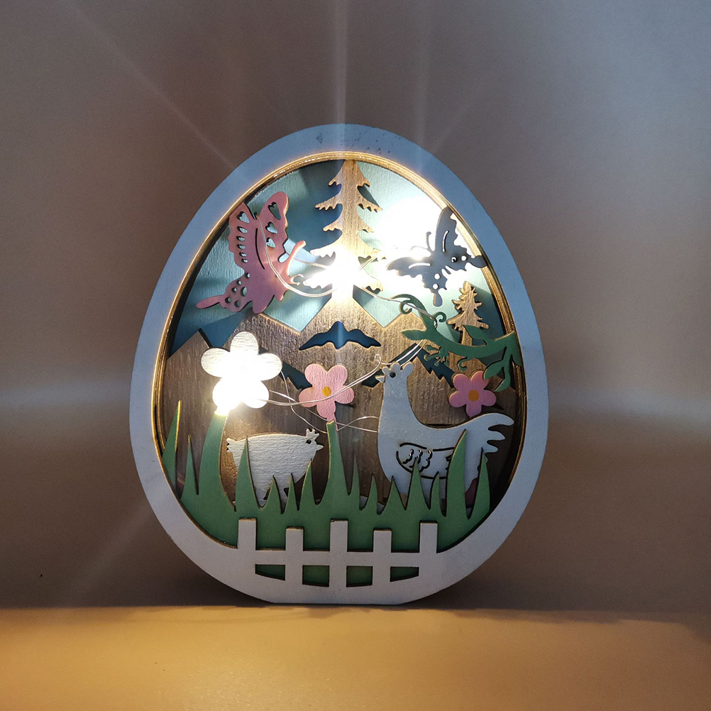 Dekorative, Durchbrochene, Eierförmige Holzlampen Für Ostern. Led-lichtdekorationen Für Zuhause, Geschenkidee Zu Ostern, Einheitsgröße.
