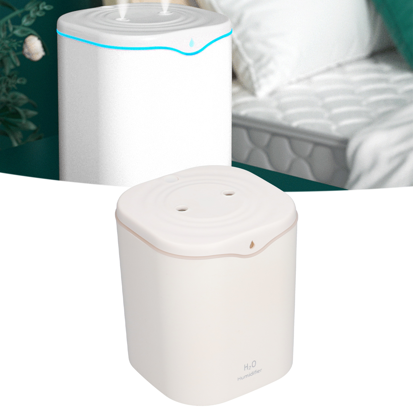 Luftbefeuchter Mit Zwei Düsen Und Großem 2-liter-fassungsvermögen Für Zuhause, Büro, Schlafzimmer, Arbeitszimmer, Aromadiffusor, Tragbar, Leise, Mini-luftbefeuchter, Usb-anschluss, Weiß