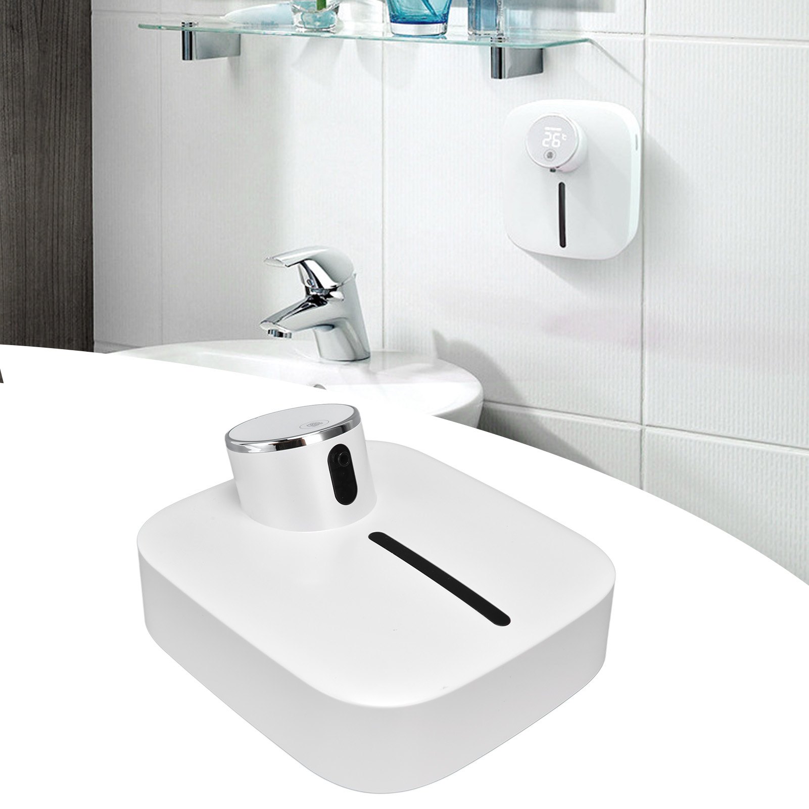 Intelligenter, Berührungsloser Wandseifenspender (320 Ml) Mit Schaum-handdesinfektionsmittel, Ideal Für Küche, Bad Und Büro, Usb-aufladbar, Weiß