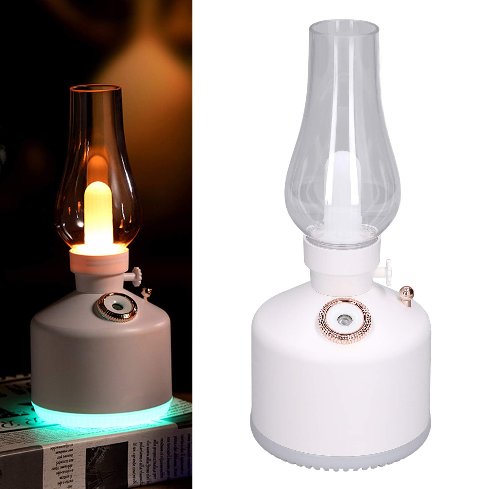 Led-luftbefeuchter Mit Kerzenlichteffekt, Usb-aufladbar, Farbenfroher Retro-luftbefeuchter Mit Timer, 280 Ml, Tisch- Oder Nachttisch-luftbefeuchter Mit Umgebungslicht