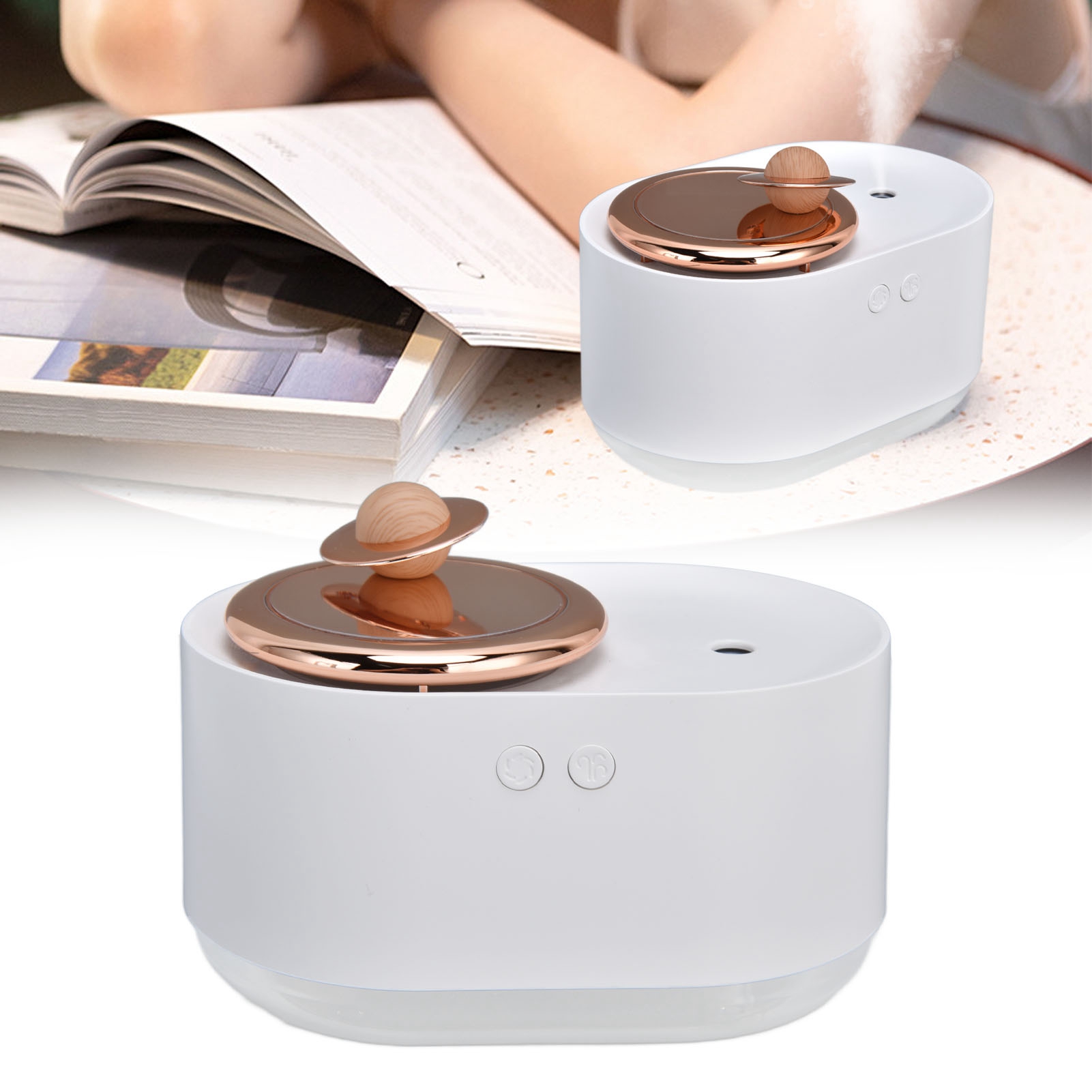 Tragbarer Luftbefeuchter Mit Drehbarer Oberfläche, Usb-aufladbar, Mit Integriertem Nachtlicht, Kabellos Und Leise (2-in-1), Ideal Für Schlafzimmer Oder Wohnräume. Weiß.