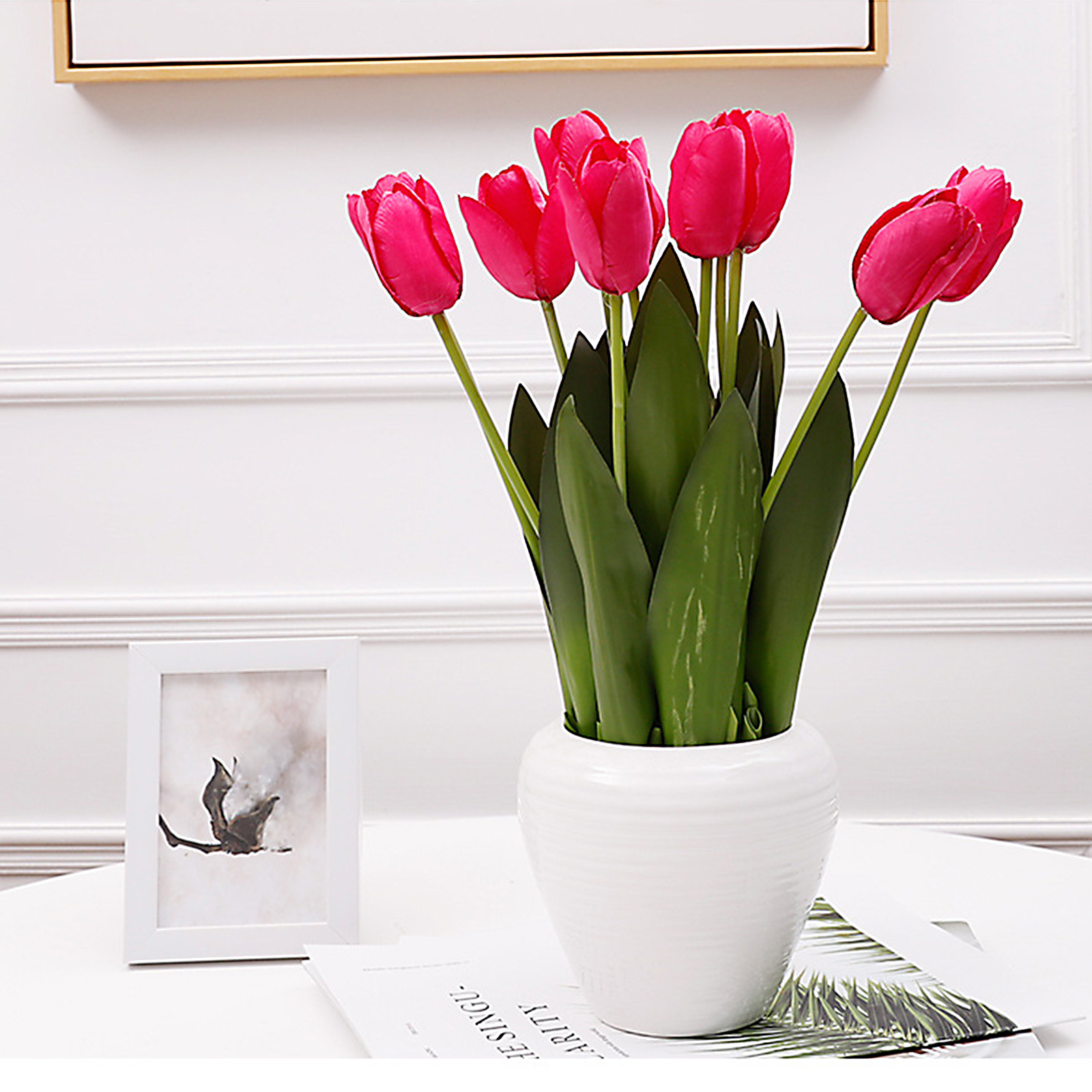 Tianshan-tulpen Im Topf (12 Köpfe), Künstliche Zimmerblumen, Künstliche Tulpen, Florale Tischdekoration, Blumenarrangements – Weiß