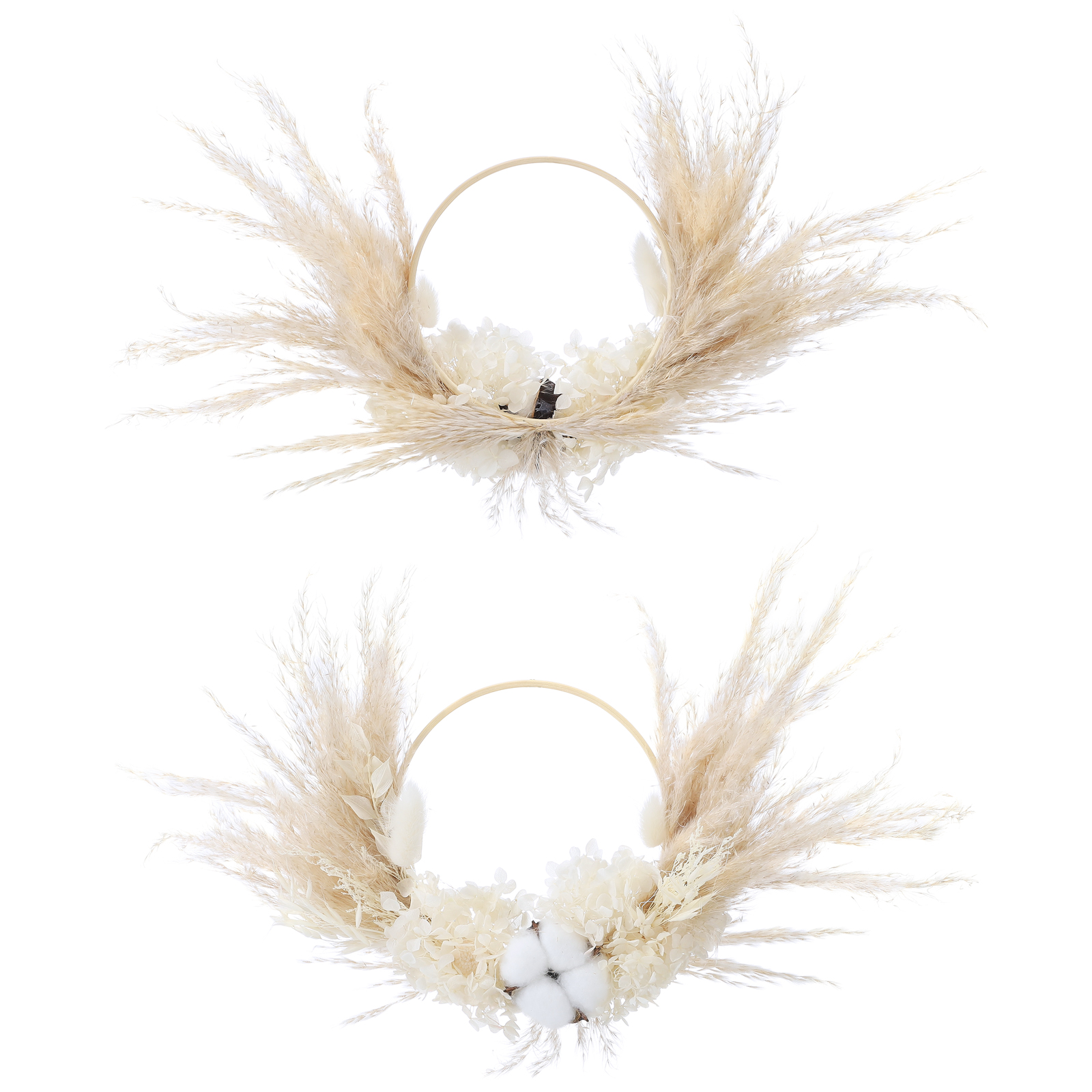 Trockenblumenkranz, Stil 8 / Natürliche Blumen / Innerer Kreis 15 Cm, Äußerer Kreis 20 Cm /