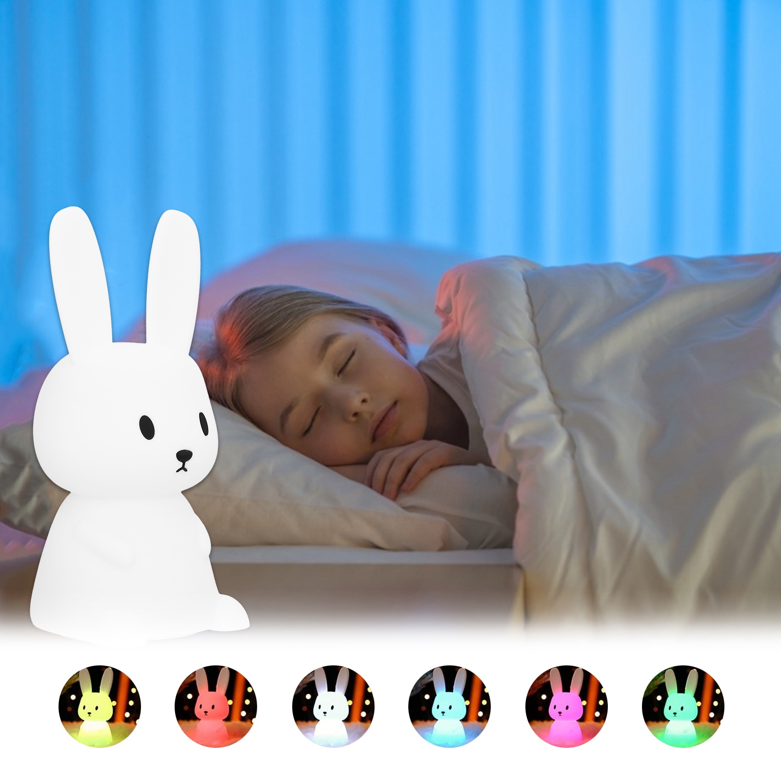 Silikon-hasen-nachtlicht Für Kinder, Wiederaufladbare Nachttischlampe Mit Usb-anschluss, Beruhigende Spielzeuglampe Für Babys, Dimmbare Led-tischlampe Mit Touch-funktion Zum Schutz Der Kinderaugen.