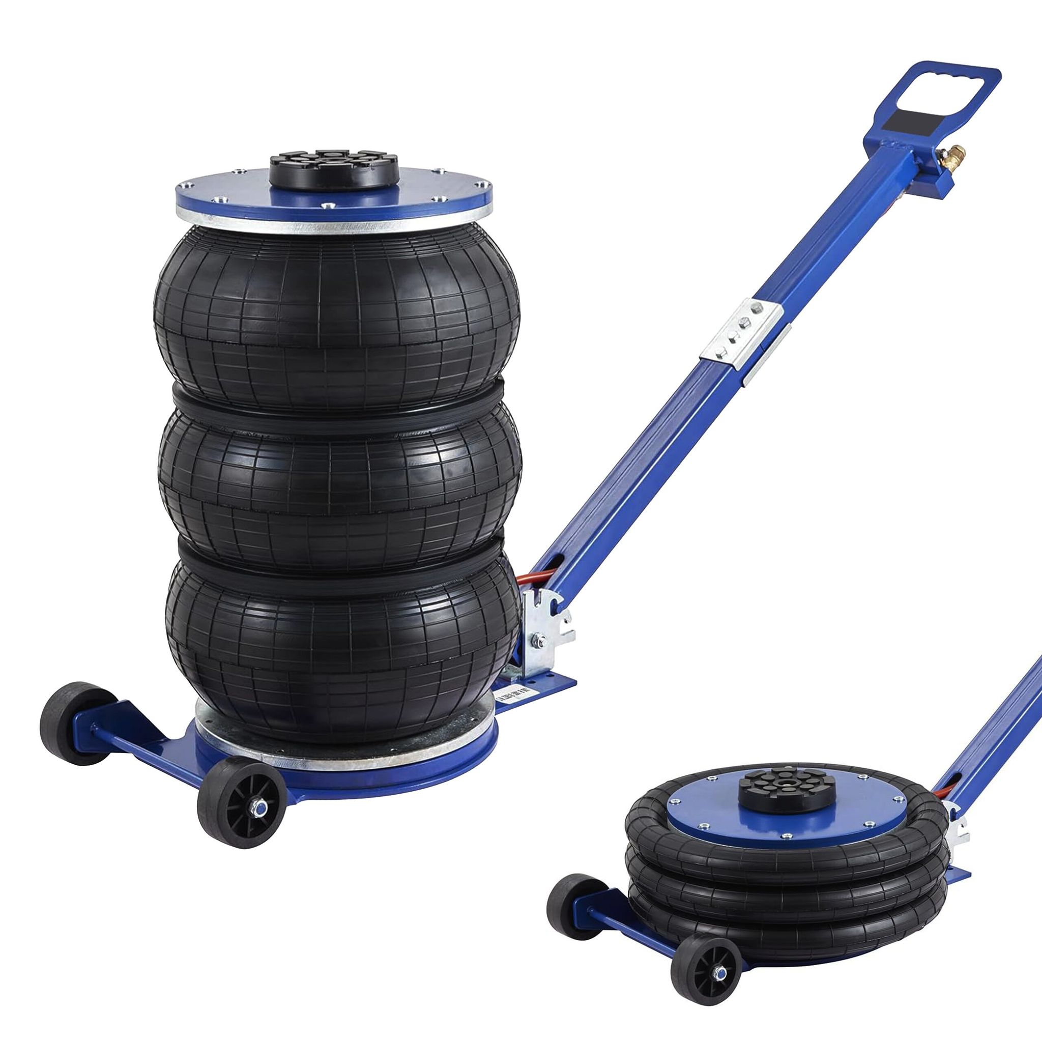 Relaxdays Pneumatischer Wagenheber, 3,5 T, Luftwagenheber Auto, Air Jack, 5s Hubzeit, Hbt 13,5-40x24x106 Cm, Stahl, Blau