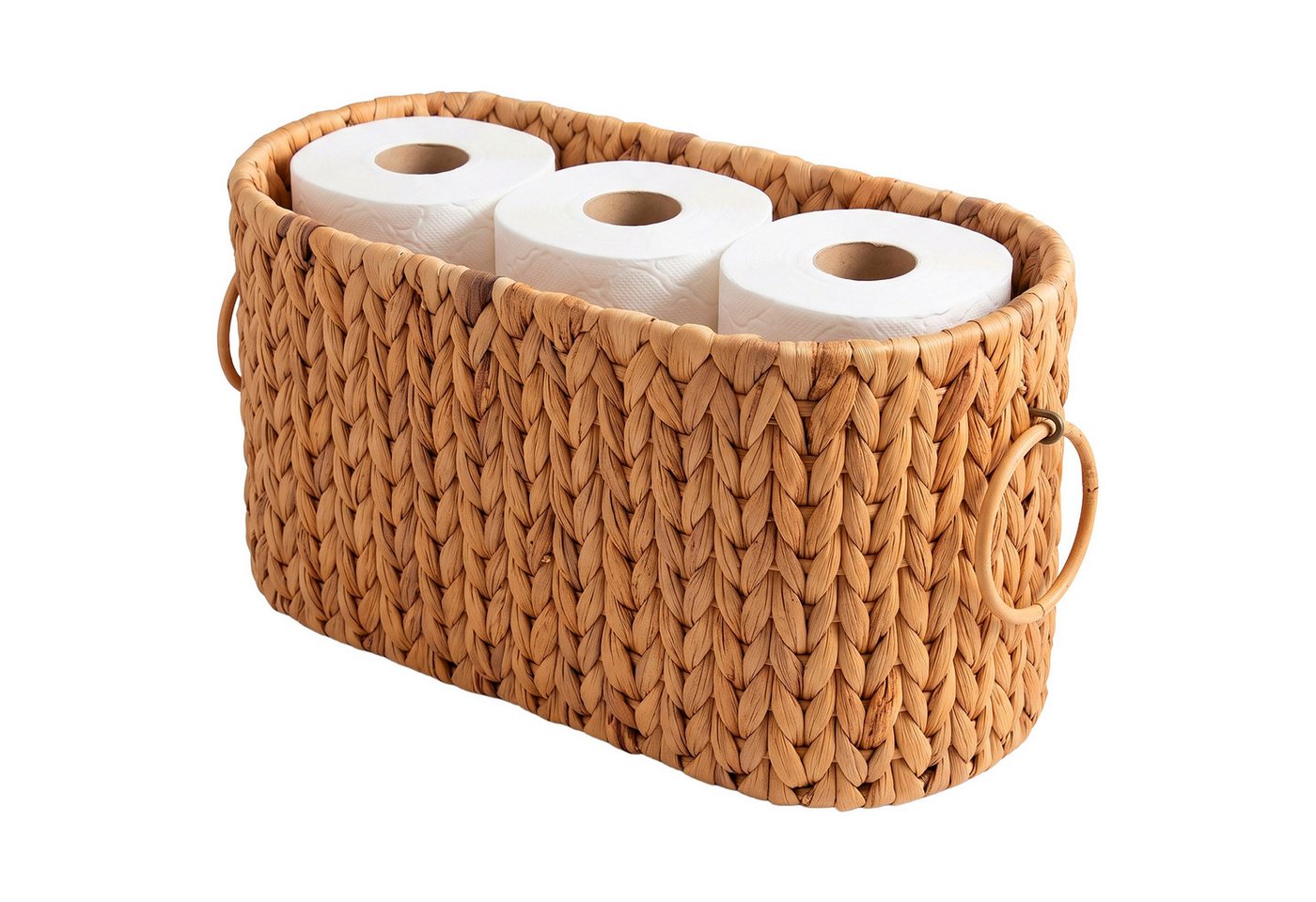 Relaxdays Toilettenpapier Aufbewahrung, 6 Rollen, Hxbxt: 25 X 40 X 16,5 Cm, Wasserhyazinthe, Reserverollenhalter, Natur