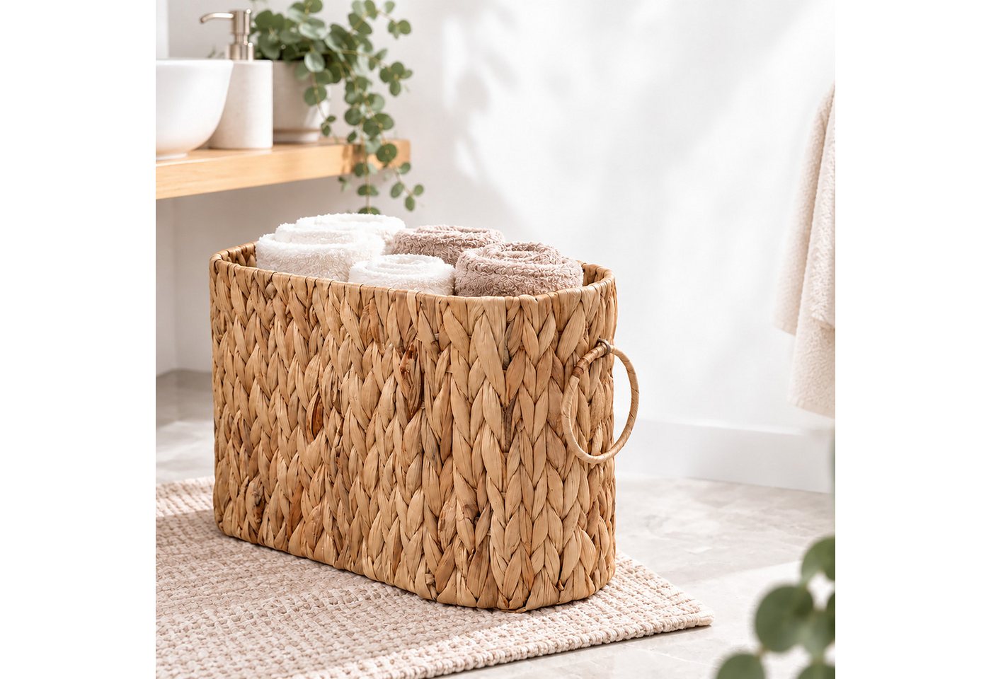 Relaxdays Toilettenpapier Aufbewahrung, 6 Rollen, Hxbxt: 25 X 40 X 16,5 Cm, Wasserhyazinthe, Reserverollenhalter, Natur Bild 2