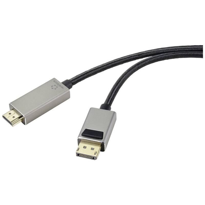 [neuwertig] B-ware Renkforce Displayport Kabel 3m Hdmi Stecker Uhd 8k 60hz 4k 120hz Schwarz Rf