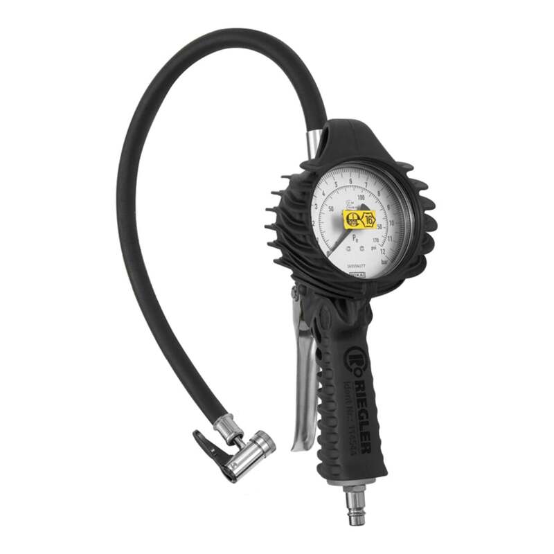 [gebraucht] B-ware Riegler Stand-handreifenfüllmesser 80mm Geeicht 0-12bar Reifenpumpe Schlauch