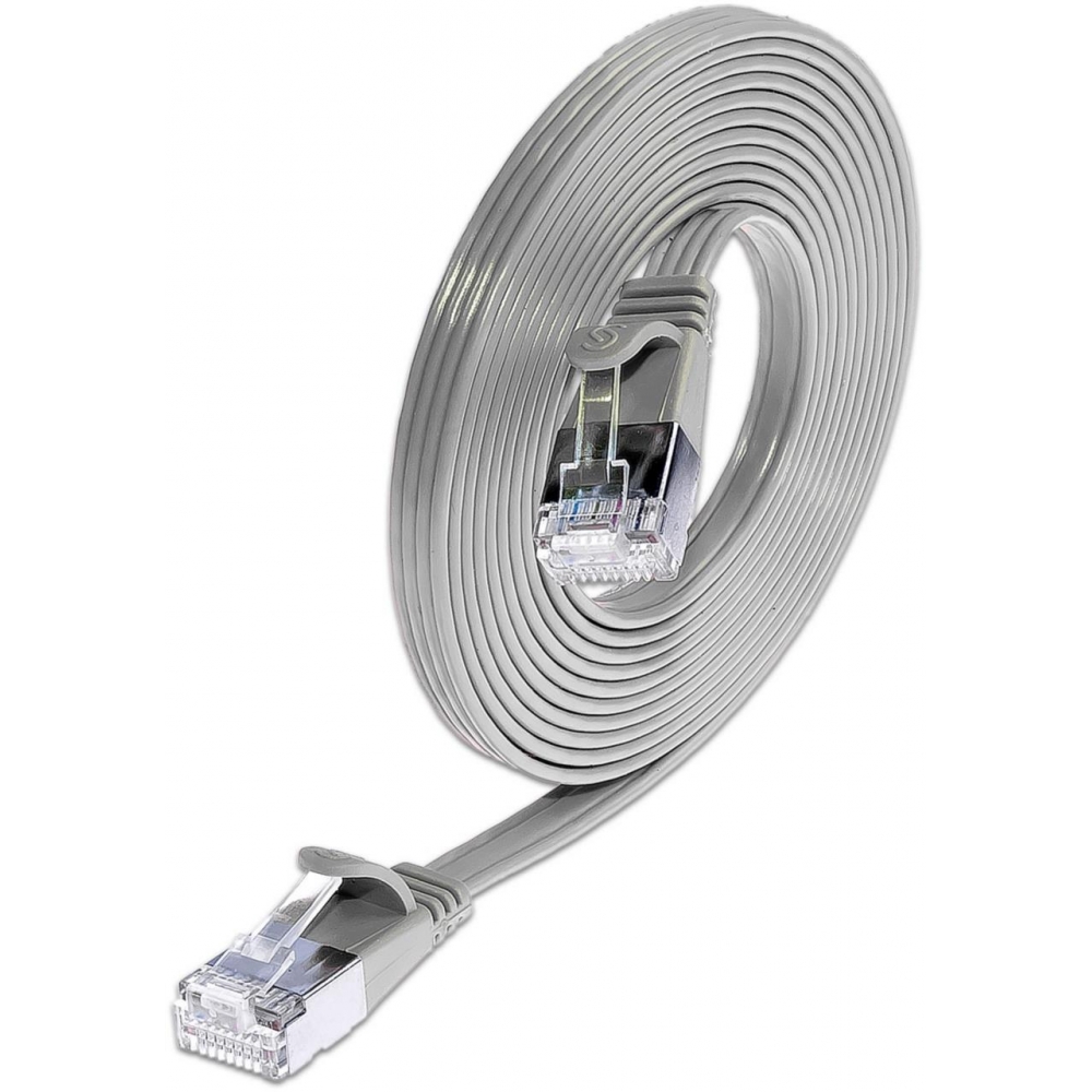 Slim Kat6a 10 Gigabit Slimpatchkabel, U/ftp, Flach, Grau