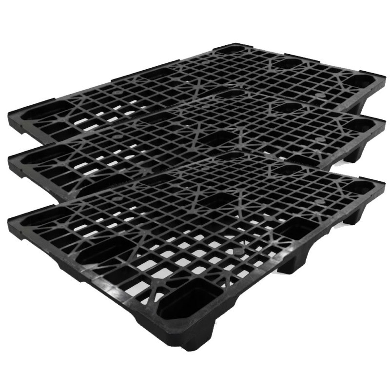 Schwarze Palette 120 X 80 X 14,5 Cm 3er-pack Stapelbare Transportpaletten Polyethylen Hoher Dichte Leicht Und Robust