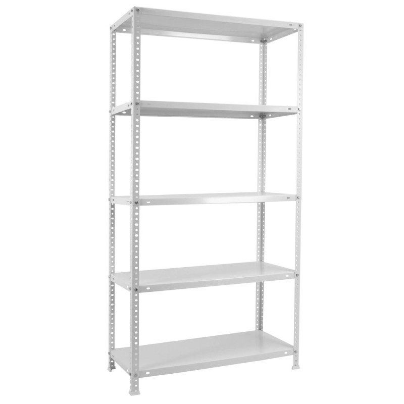 Weißes Metallregal 180 X 90 X 30 Cm 5 Böden Max. Belastung 500 Kg 100 Kg Pro Boden