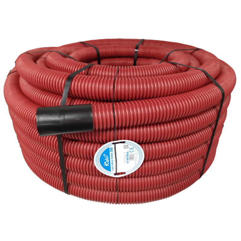 Rotes, Doppelwandiges Wellrohr 50 Mm X 50 M Wellrohr Mit Aenor-zertifizierung Rohr Für Elektrische Kabel