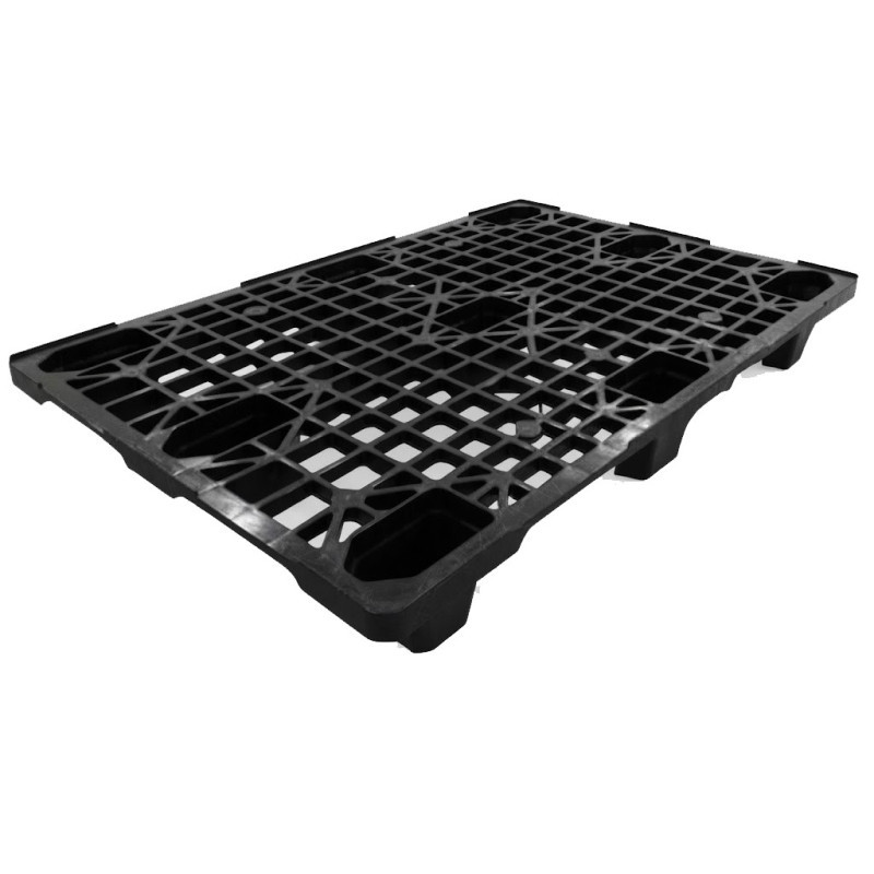 Schwarze Palette 120 X 80 X 14,5 Cm Stapelbare Transportpalette Polyethylen Hoher Dichte Leicht Und Robust