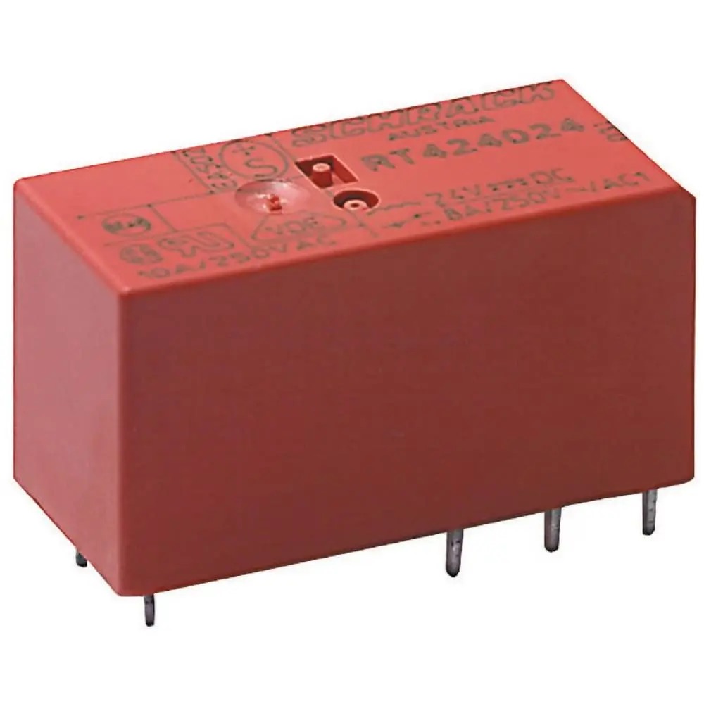 Relé 24vdc 2ctos Dpdt 8a/250vac Cto.impreso.te Rt424024 Rt42402424 Rt424024