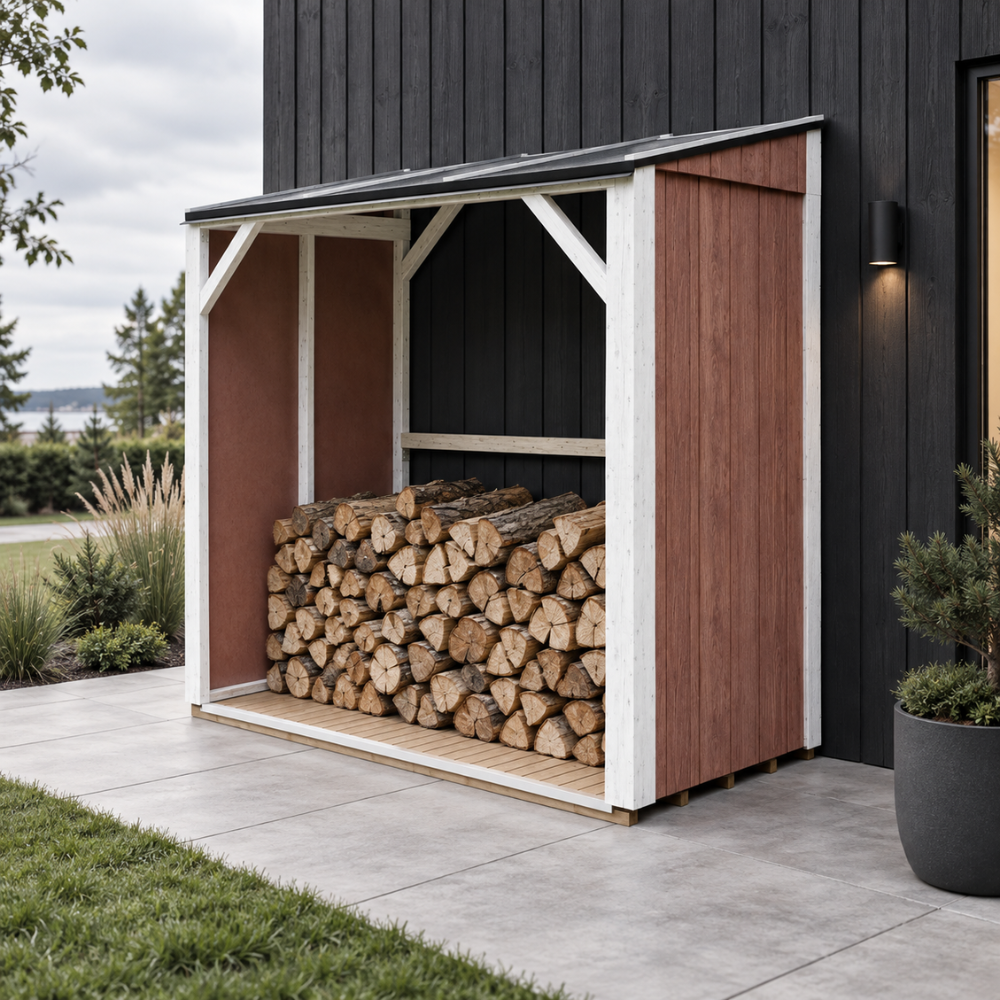 Timbela M984 Brennholzlager 2,54 M², Kaminholzunterstand Mit 4,4 M³ Lagerkapazität