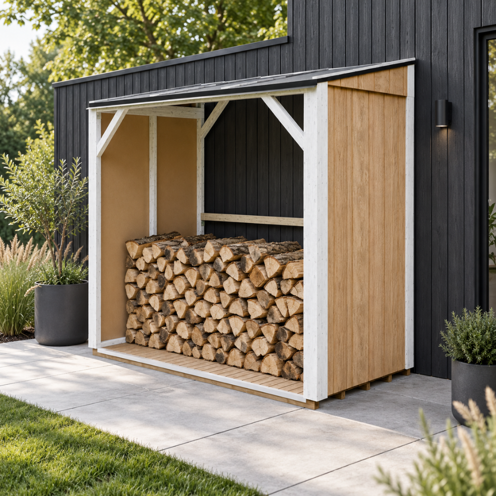 Timbela M984-harvest Honey Brennholzlager 2,54 M², Kaminholzunterstand Mit 4,4 M³ Lagerkapazität