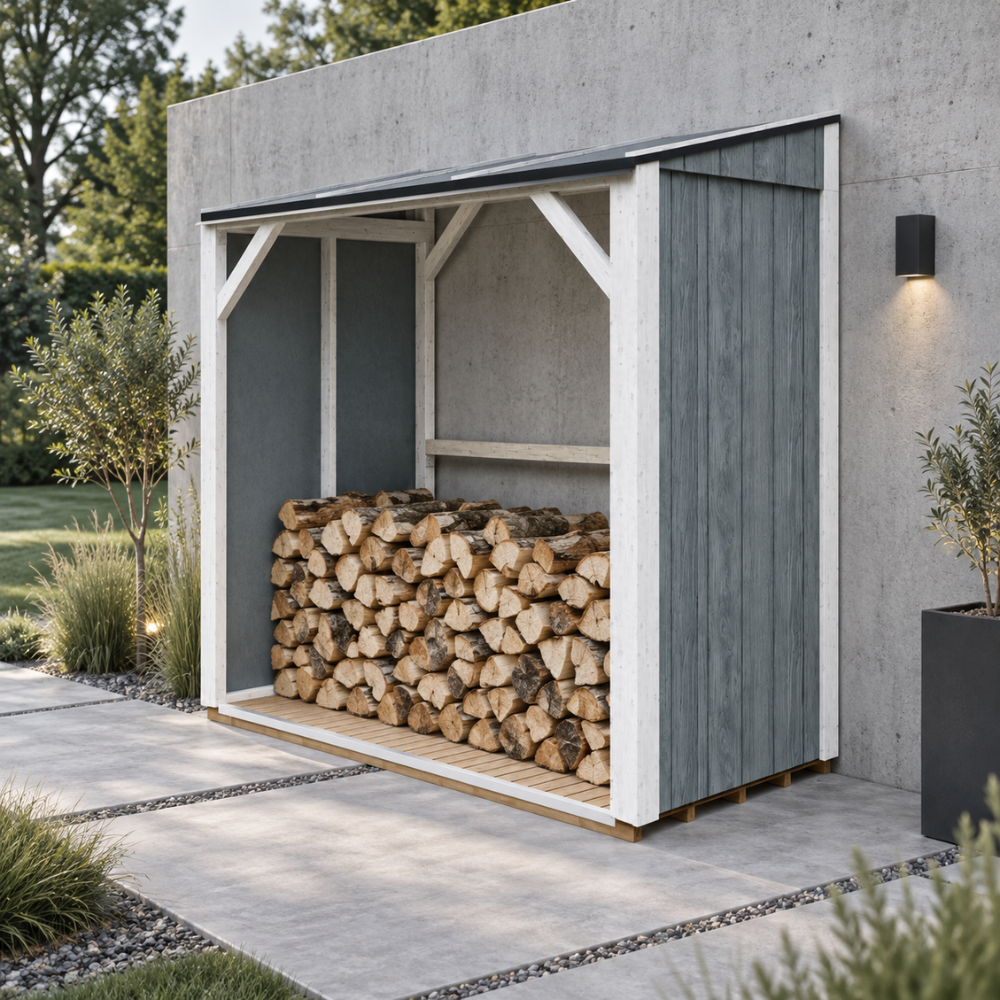 Timbela M984-cavern Steel Brennholzlager 2,54 M², Kaminholzunterstand Mit 4,4 M³ Lagerkapazität