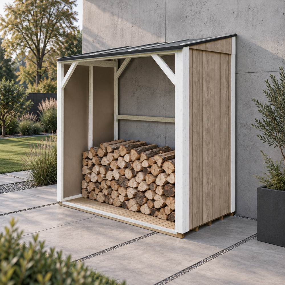 Timbela M984-terra Brown Brennholzlager 2,54 M², Kaminholzunterstand Mit 4,4 M³ Lagerkapazität