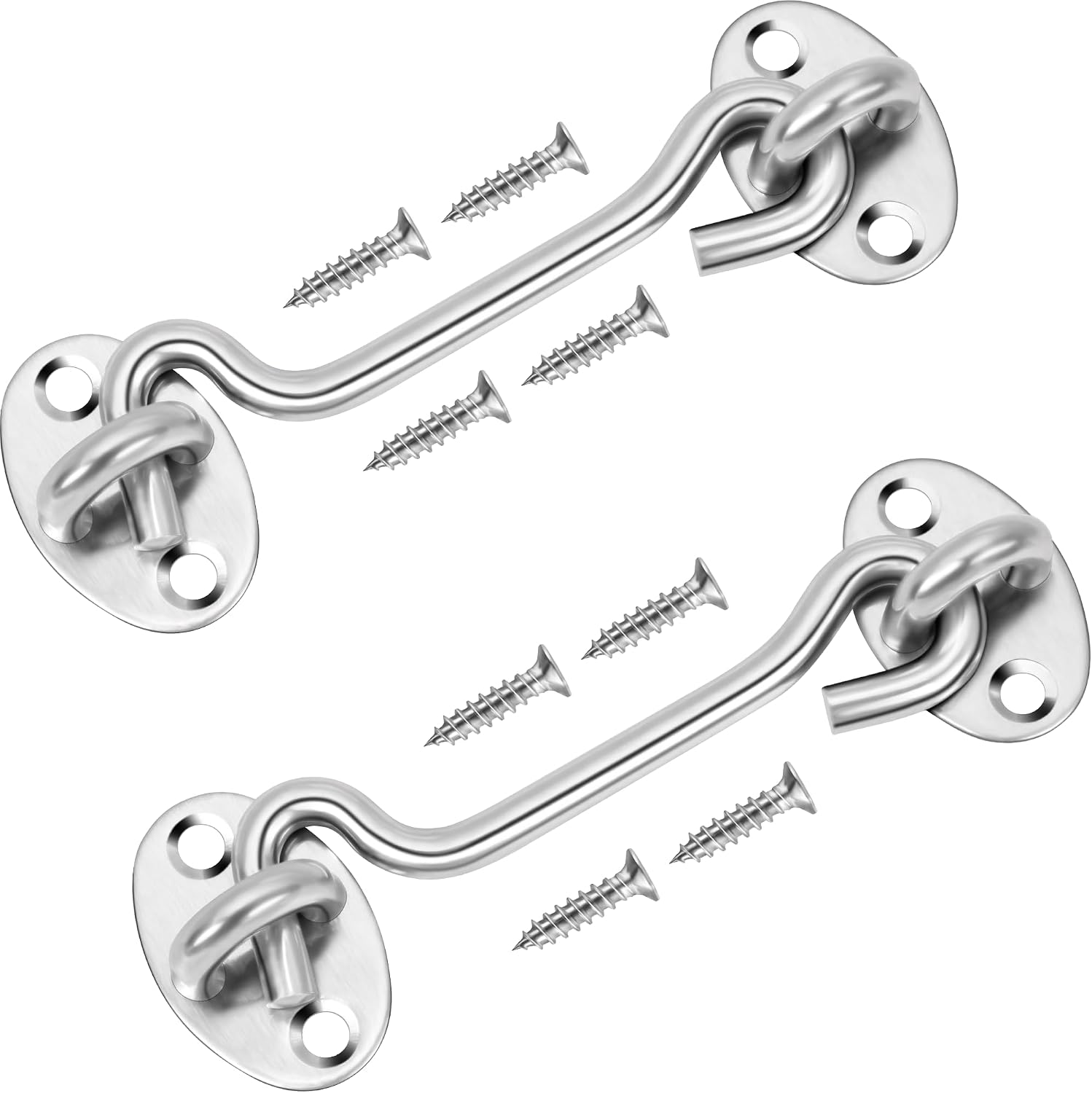 (2er-pack) 6-zoll-sichtschutzhakenverschluss, Edelstahl, Silber.