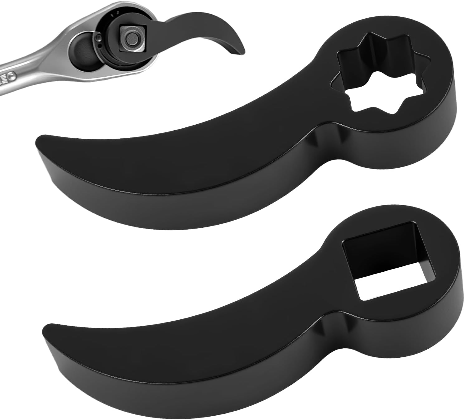 Set Bestehend Aus 2 Hebeln Und Schraubenschlüsseladaptern (4- Und 8-kant, Kompatibel Mit 1/2-zoll-antrieb), Verstellbarer Hornförmiger Hebeladapter