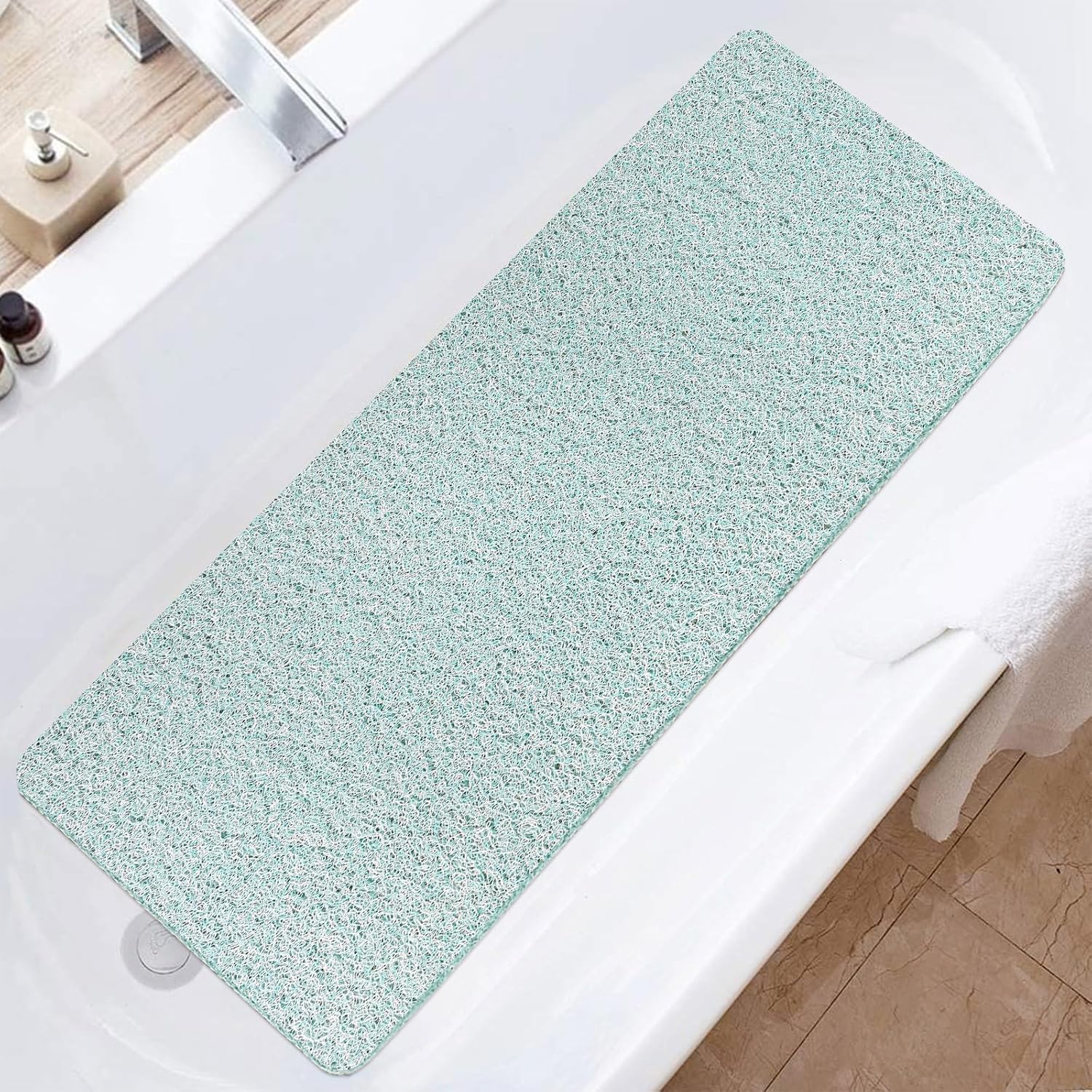 Rutschfeste Bade-/duschmatte – Weiche Und Bequeme 40 X 99 Cm Große Badematte Mit Abflusslöchern Strukturierte Pvc-massagematte Im Luffa-stil.