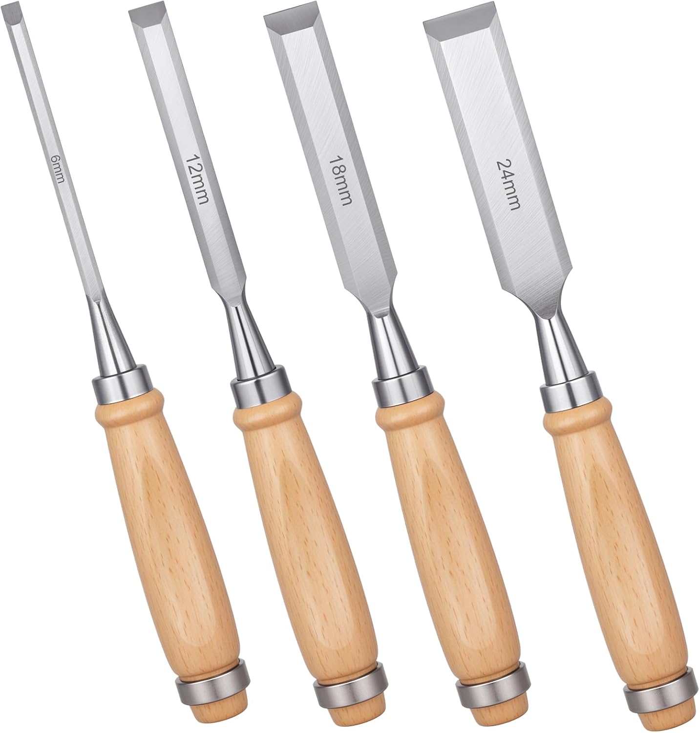 Set Mit 4 Holzmeißeln, Holzbearbeitungswerkzeugset, Set Mit Abgeschrägten Meißeln