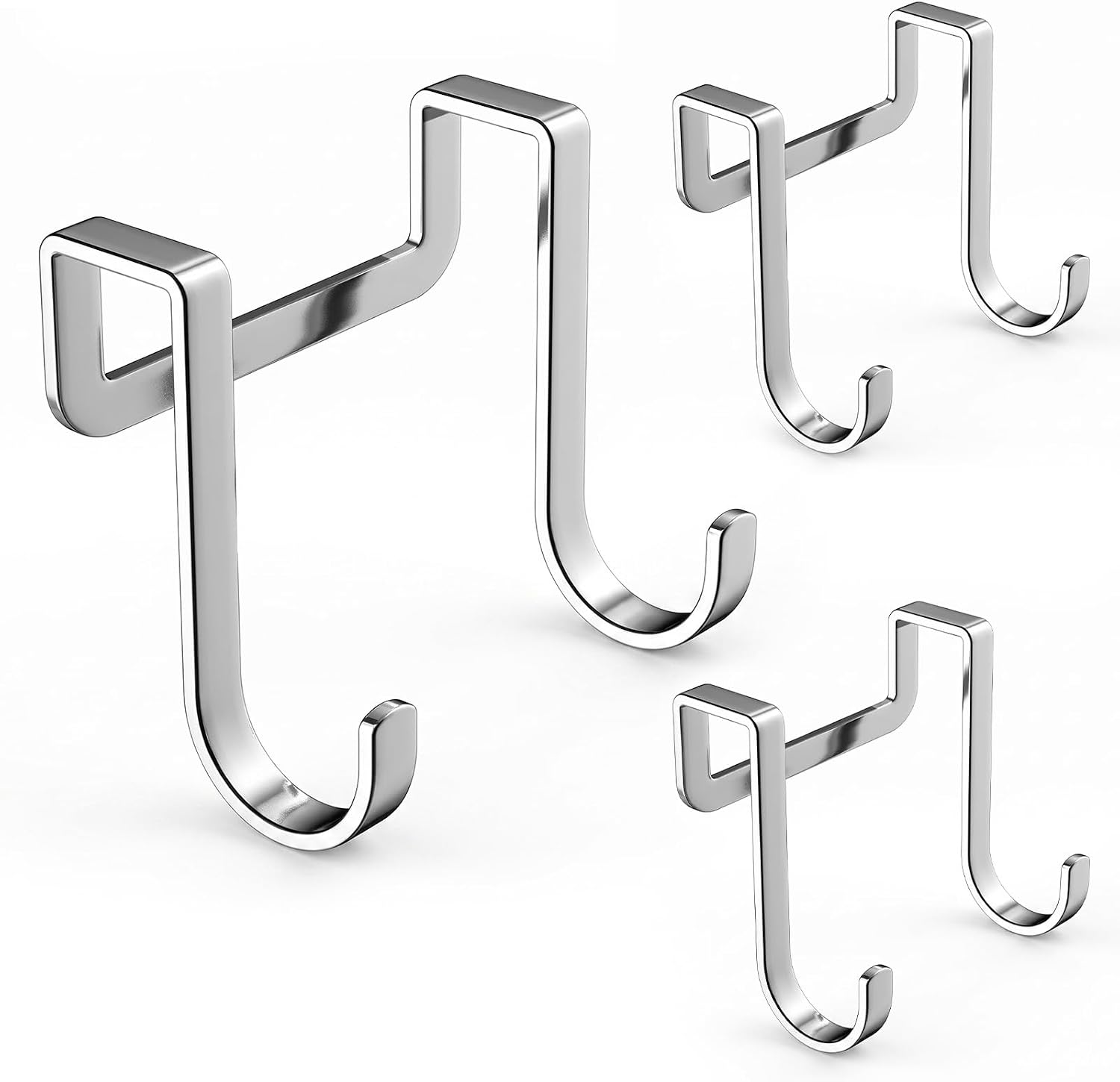 Schranktürhaken, 3er-set Doppelhaken Aus Edelstahl, Silber