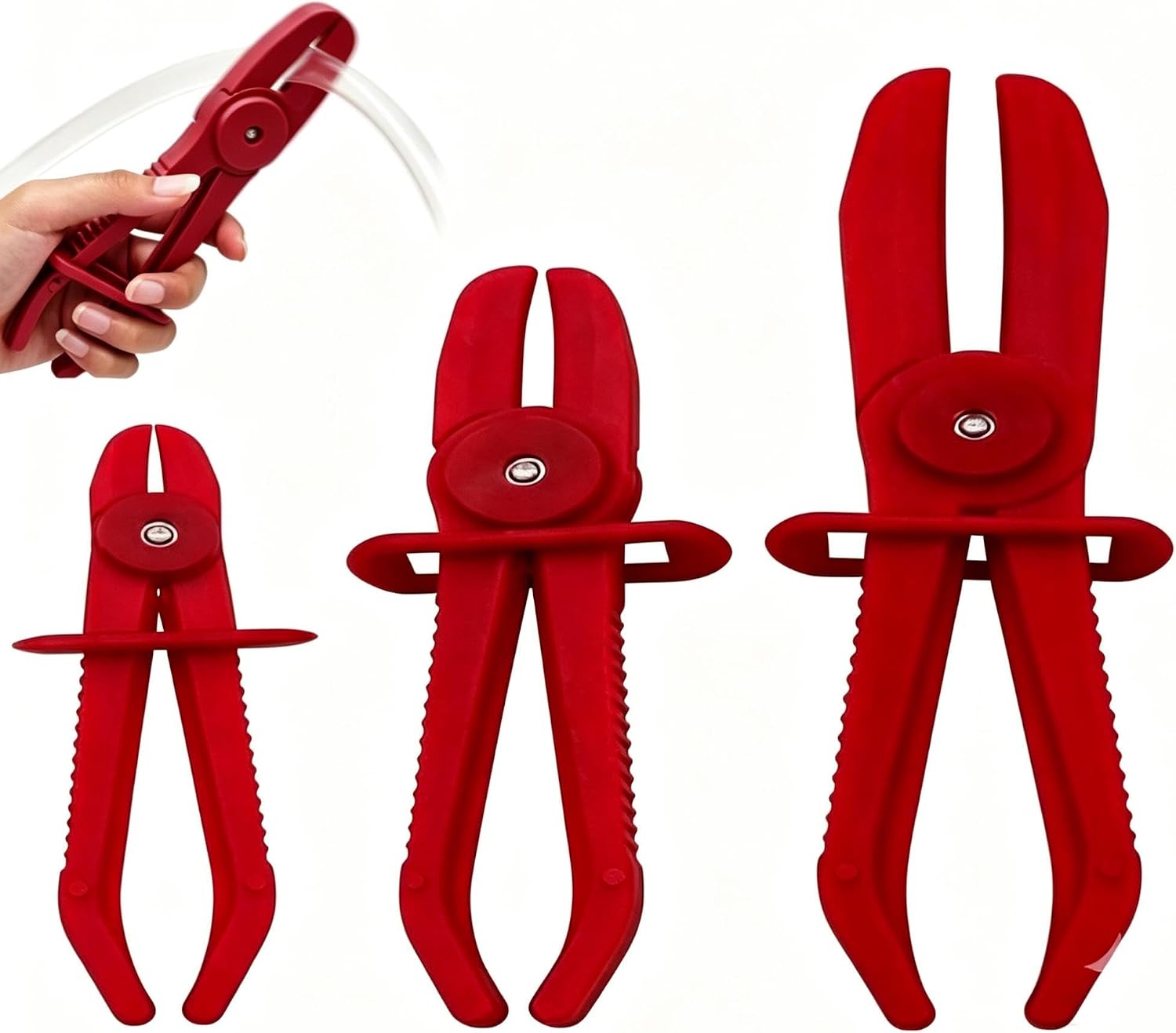 Set Mit 3 Schlauchschellen, Kunststoff-stoppfellen Für Flexible Schläuche (rot)