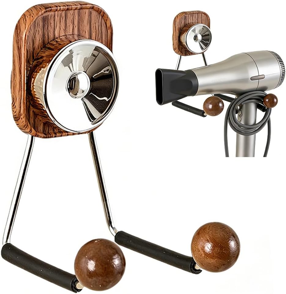 Haartrocknerhalter Aus Edelstahl Für Das Badezimmer (walnussfarbe)