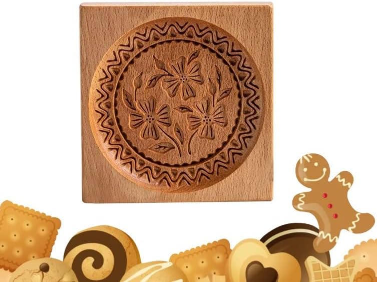Waffel- Und Keksform Aus Holz, 3d-geschnitzte Keksform Aus Holz, Keksstempelform (vierblättriges Kleeblatt-design)