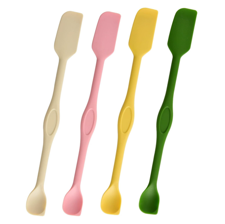 Set Mit 4 Mini-silikonschabern, Doppelseitiger Multifunktionsschaber/löffel – Lebensmittelecht, 27 Cm Lang