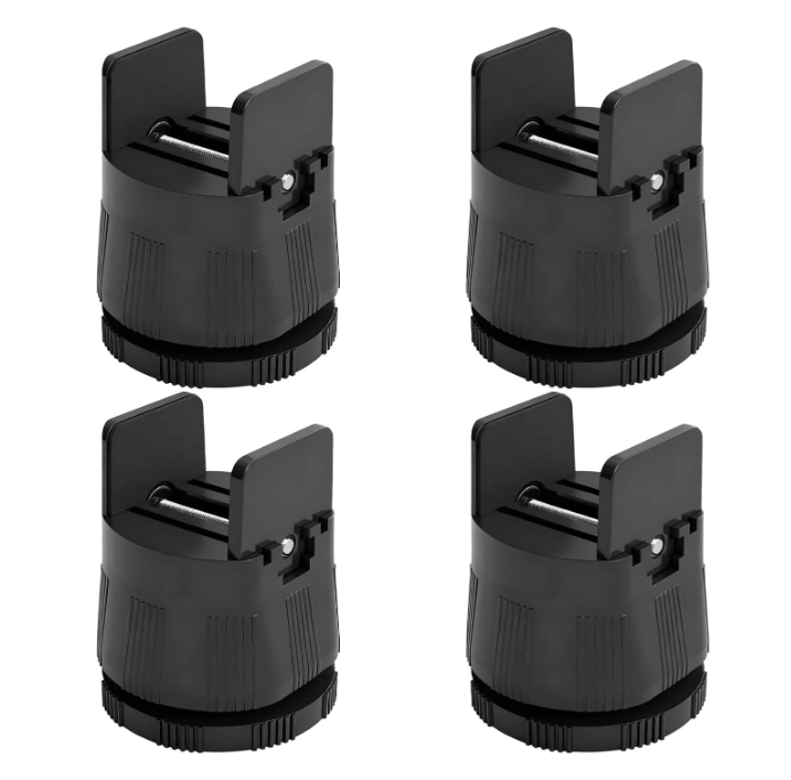 Set Aus 4 Verstellbaren Möbelfüßen, Stabiler Stuhlfüßer Mit Klemmsystem (höhenverstellbereich: 6 Cm Bis 8 Cm), Schwarzer Kunststofffuß.