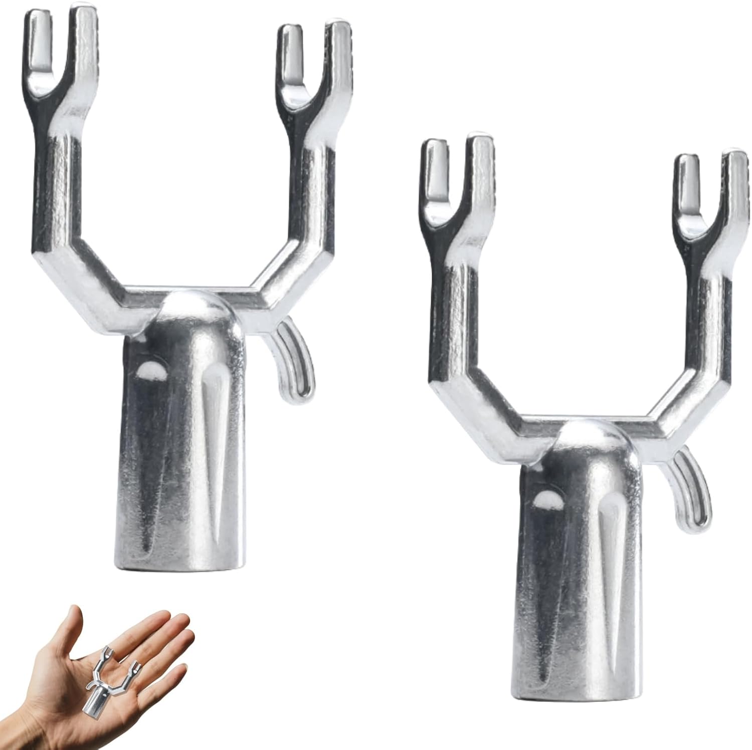 Verstellbare, Zweiteilige Wäscheleine Mit Gabeln (mit Haken), Geeignet Für Den Außenbereich Stabile Metallstützstange.
