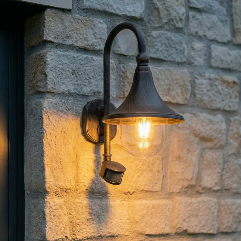 [neuwertig] B-ware Lindby Außenwandleuchte Daphne Led Wandleuchte Mit Sensor E27 Schwarz 47cm
