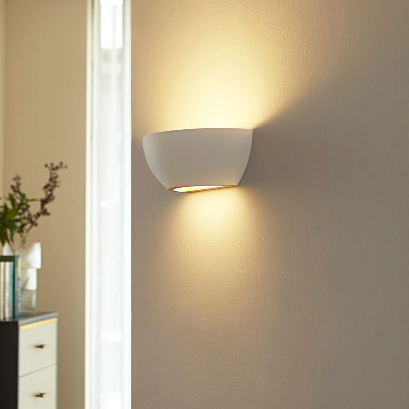 [neuwertig] B-ware Lindby Wandlampe Wandleuchte Jimmy Led Dimmbar Gips Weiß 24,5x9,5cm Ip20 Lampe